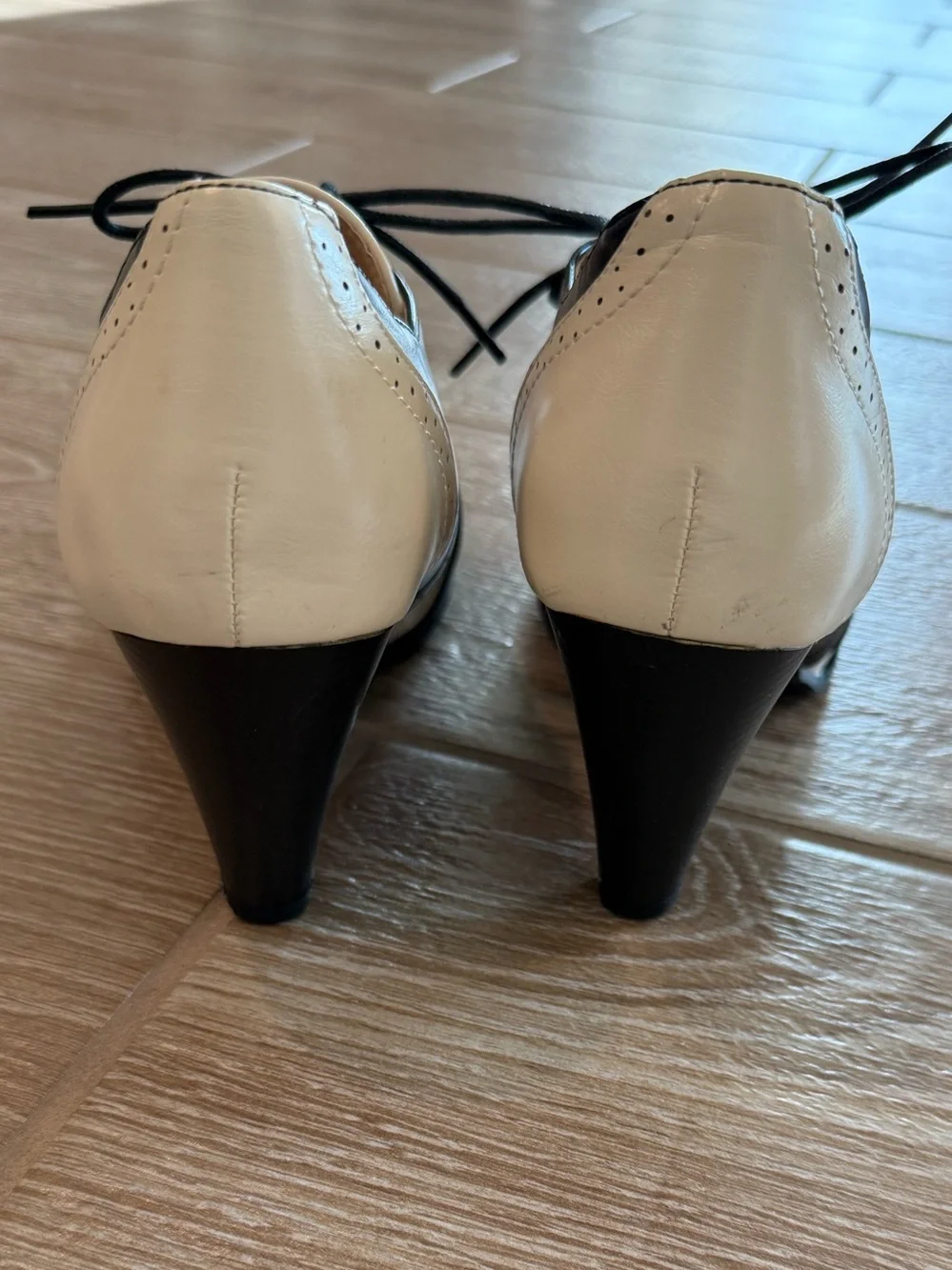 Chase + Chloe Two-Tone Black and White Oxford Heels